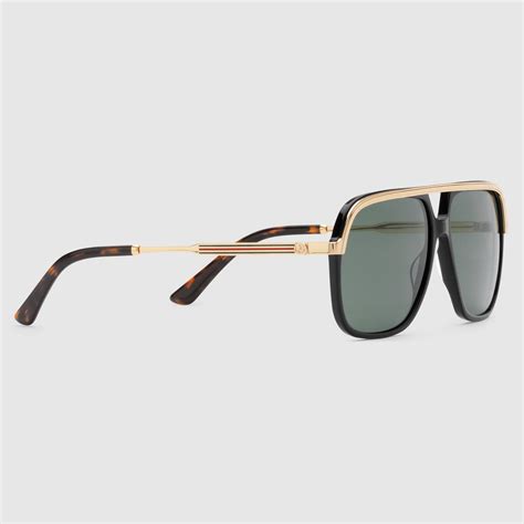 square frame metal sunglasses gucci|gucci rectangular sunglasses with chain.